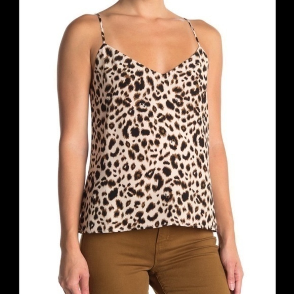 NEW L’agence Light Pink Cheetah Silk Tank Top
